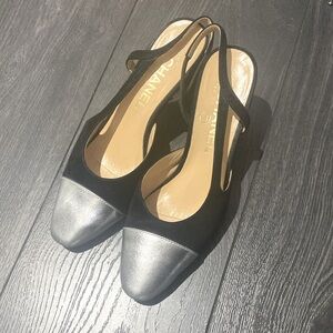 Classic style Black and Silver slingbacks